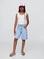 Lilo & Stitch Kids Embroidered Longline Denim Shorts
