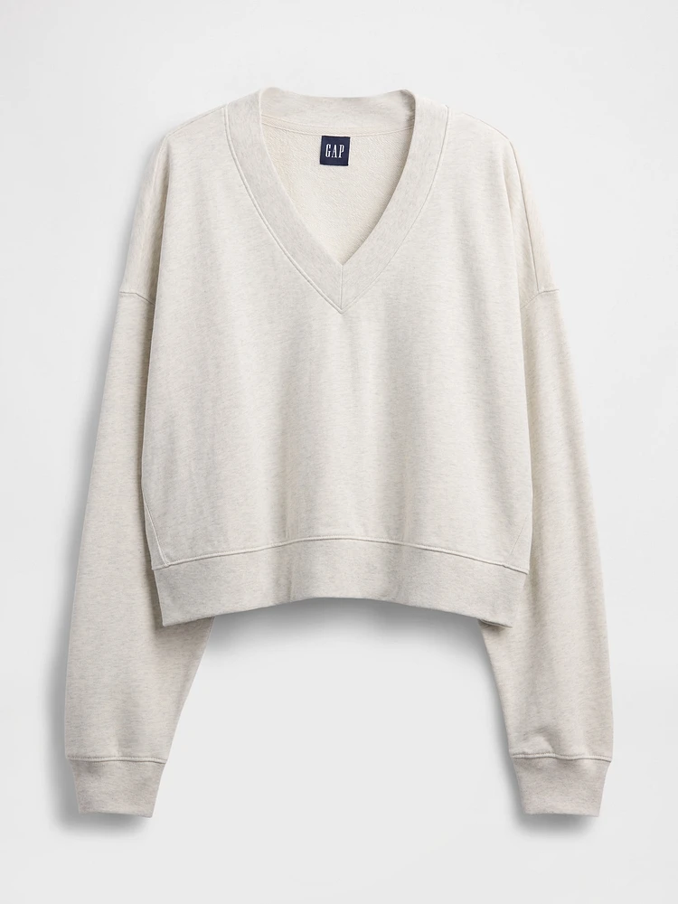 French Terry Cropped V-Neck Sweatshirt