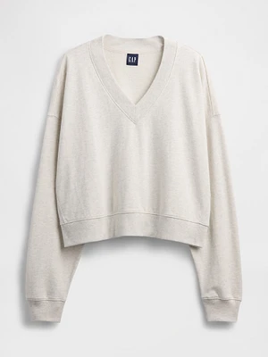 French Terry Cropped V-Neck Sweatshirt