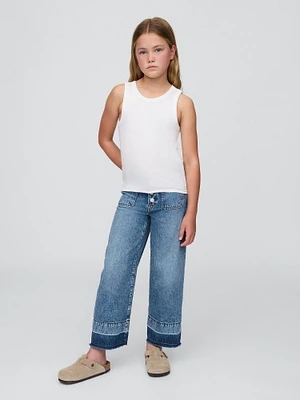 Kids High Rise Stride Wide-Leg Ankle Jeans