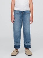Kids High Rise Stride Wide-Leg Ankle Jeans