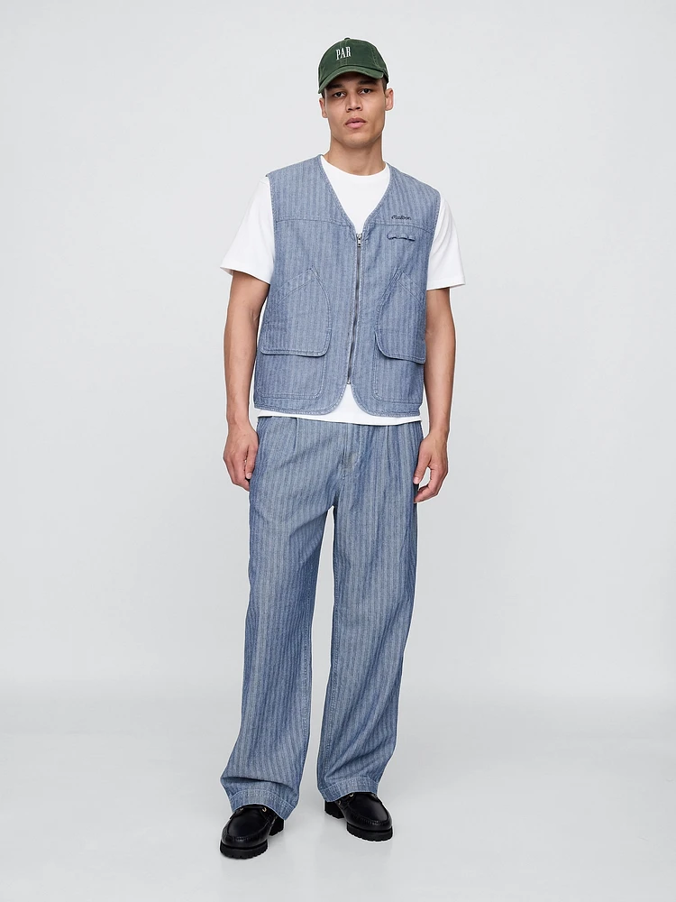 Gap × Malbon Herringbone Pleated Baggy Pants