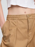 Mid Rise Twill Barrel Pants