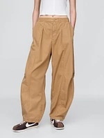 Mid Rise Twill Barrel Pants