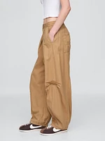 Mid Rise Twill Barrel Pants