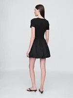 Modern Mixed Media Bubble Mini Dress