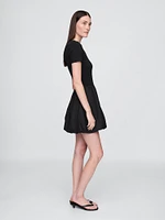 Modern Mixed Media Bubble Mini Dress