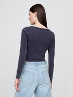 Heavyweight Rib Cropped Boatneck T-Shirt