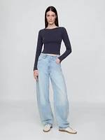 Heavyweight Rib Cropped Boatneck T-Shirt
