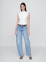 Modern Funnel-Neck Ruched Cropped Tank Top