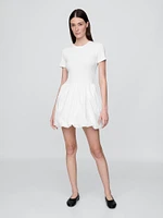 Modern Mixed Media Bubble Mini Dress