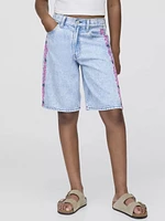 Lilo & Stitch Kids Embroidered Longline Denim Shorts