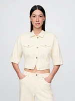 Heavyweight French Terry Denim Crop Jacket