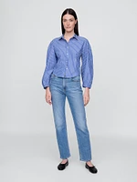 Organic Cotton Poplin Balloon-Sleeve Shirt