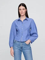 Organic Cotton Poplin Balloon-Sleeve Shirt