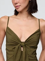 Tie-Front Tiered Maxi Dress