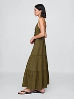Tie-Front Tiered Maxi Dress