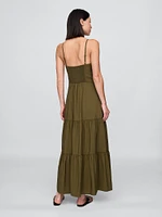 Tie-Front Tiered Maxi Dress