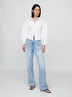 Organic Cotton Poplin Balloon-Sleeve Shirt