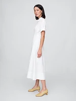 Poplin Roll-Cuff Midi Shirtdress