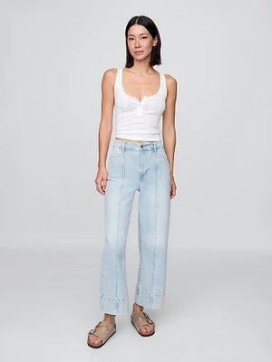 High Rise Stride Wide-Leg Ankle Jeans