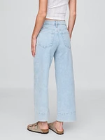 High Rise Stride Wide-Leg Ankle Jeans