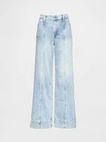 High Rise Stride Wide-Leg Ankle Jeans