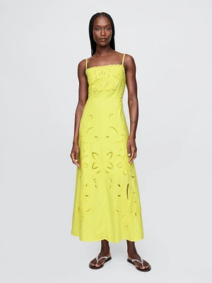 Linen-Blend Embroidered Maxi Dress
