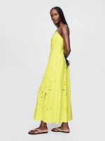 Linen-Blend Embroidered Maxi Dress