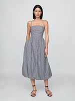 Poplin Gingham Bubble Midi Dress