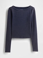 Heavyweight Rib Boatneck Crop T-Shirt