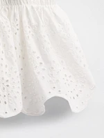 Poplin Eyelet Ruffle Top