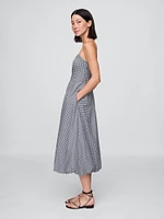 Poplin Gingham Bubble Midi Dress