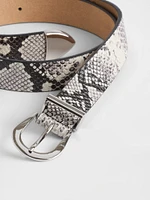 Leather Snake Print Belt