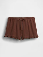 Linen-Blend Ruffle PJ Shorts
