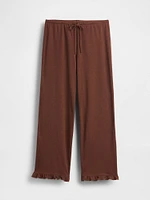 Linen-Blend Ruffle PJ Pants