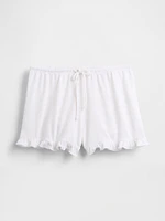 Linen-Blend Ruffle PJ Shorts