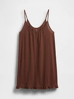 Linen-Blend Ruffle PJ Dress