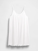 Linen-Blend Ruffle PJ Dress
