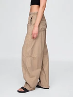 Mid Rise Barrel Parachute Pants