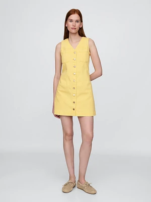 Denim V-Neck Mini Dress