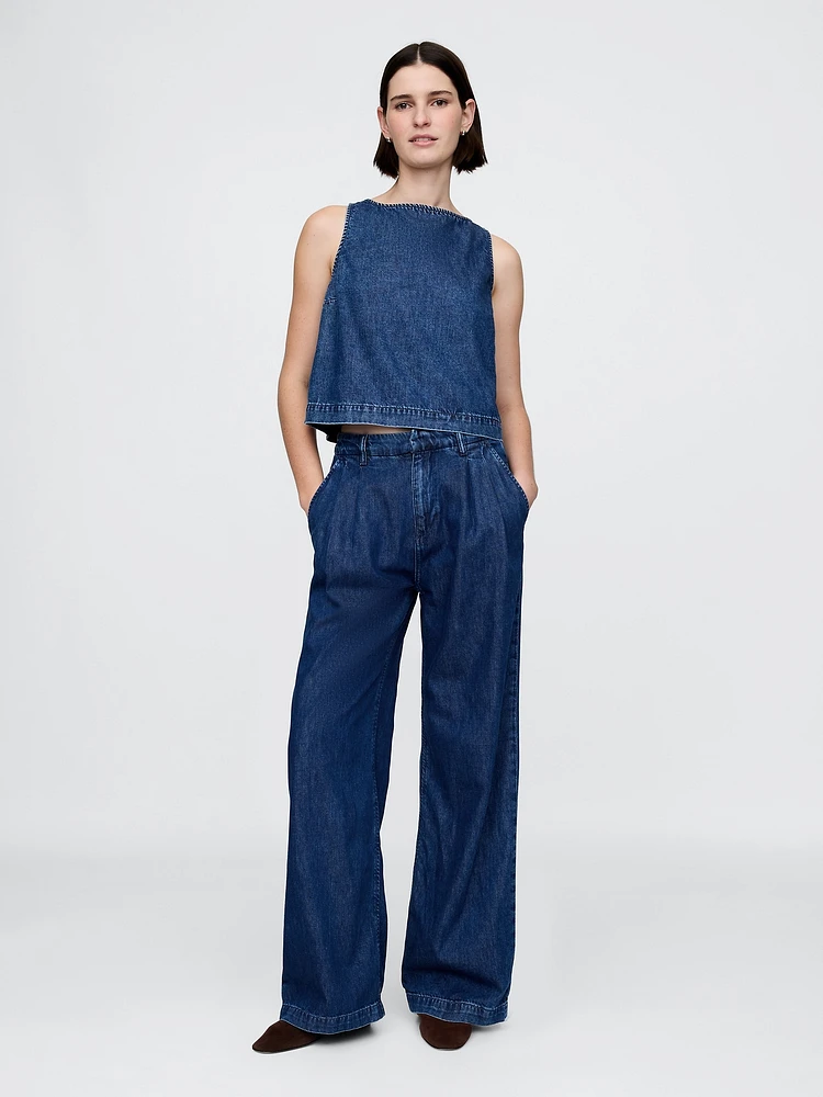 365 High Rise UltraSoft Pleated Denim Trousers