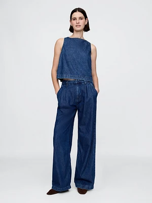 365 High Rise UltraSoft Pleated Denim Trousers