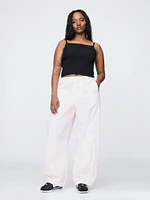 Mid Rise Barrel Parachute Pants