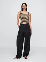 Mid Rise Barrel Parachute Pants