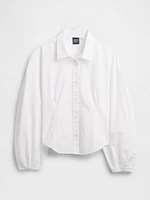 Organic Cotton Poplin Balloon-Sleeve Shirt