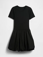 Modern Mixed Media Bubble Mini Dress
