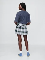 Gap × Malbon Linen-Cotton Plaid Pleated Mini Skort