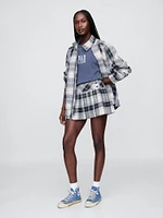Gap × Malbon Linen-Cotton Plaid Pleated Mini Skort