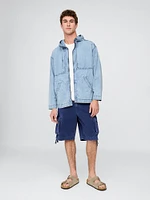 Denim Ripstop Oversized Anorak Zip Jacket